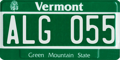 VT license plate ALG055