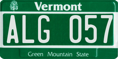 VT license plate ALG057