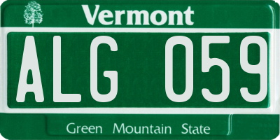 VT license plate ALG059