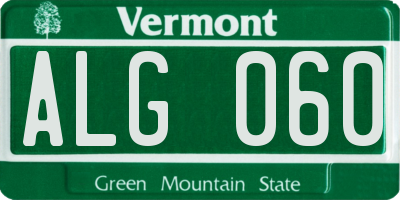 VT license plate ALG060