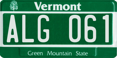 VT license plate ALG061