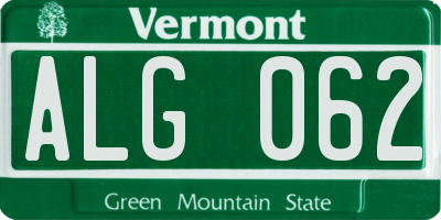 VT license plate ALG062