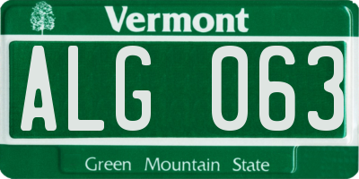 VT license plate ALG063