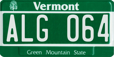 VT license plate ALG064