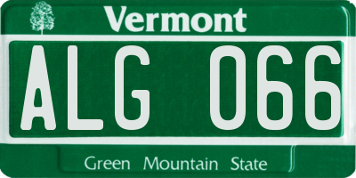 VT license plate ALG066