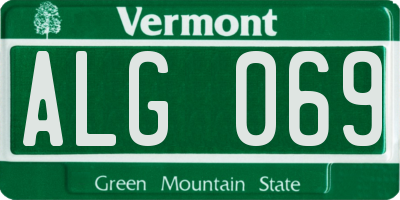 VT license plate ALG069