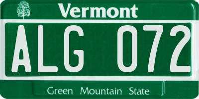VT license plate ALG072