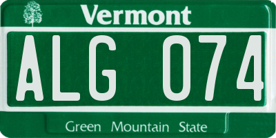 VT license plate ALG074