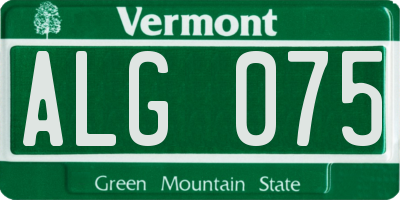 VT license plate ALG075