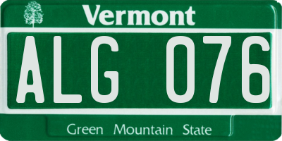 VT license plate ALG076