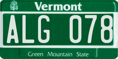 VT license plate ALG078