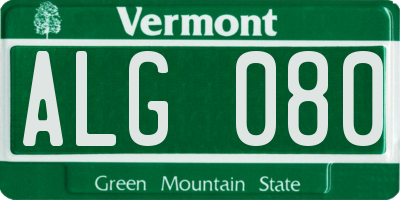 VT license plate ALG080
