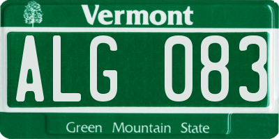 VT license plate ALG083