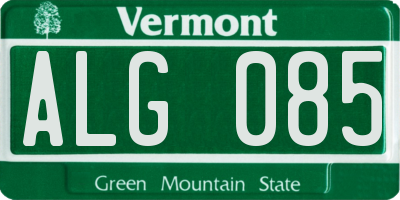 VT license plate ALG085