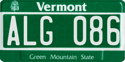 VT license plate ALG086