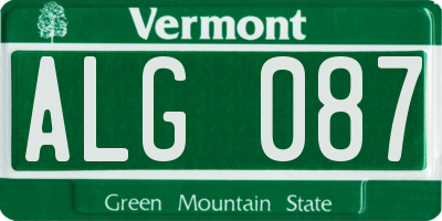 VT license plate ALG087