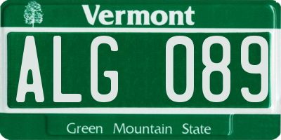 VT license plate ALG089