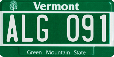 VT license plate ALG091