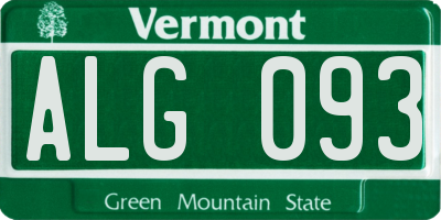 VT license plate ALG093