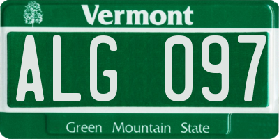 VT license plate ALG097