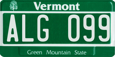 VT license plate ALG099