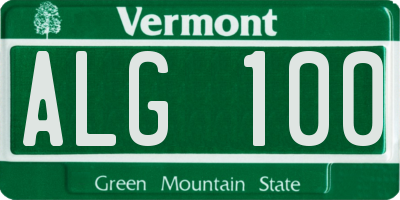 VT license plate ALG100