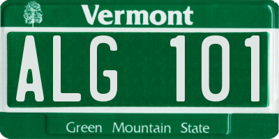 VT license plate ALG101