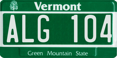 VT license plate ALG104