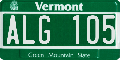 VT license plate ALG105