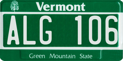 VT license plate ALG106