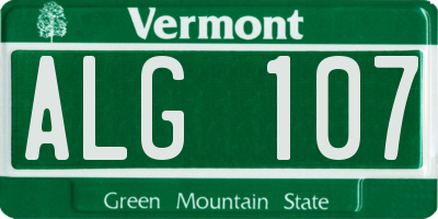 VT license plate ALG107