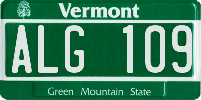 VT license plate ALG109