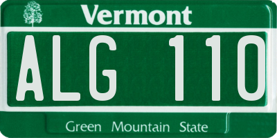 VT license plate ALG110