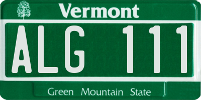 VT license plate ALG111