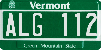 VT license plate ALG112
