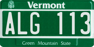 VT license plate ALG113