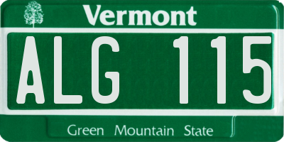 VT license plate ALG115