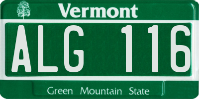 VT license plate ALG116
