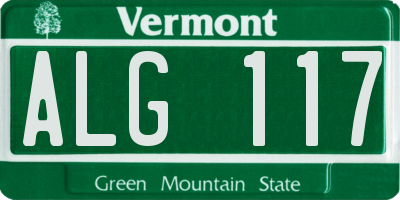 VT license plate ALG117