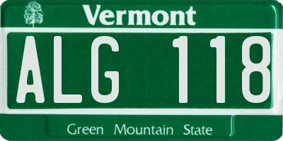 VT license plate ALG118