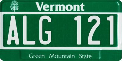 VT license plate ALG121
