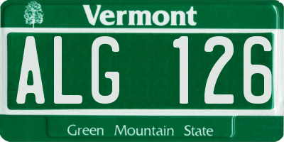 VT license plate ALG126