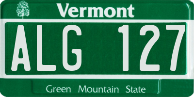 VT license plate ALG127