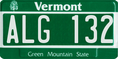 VT license plate ALG132
