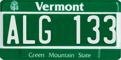 VT license plate ALG133