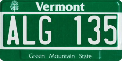 VT license plate ALG135