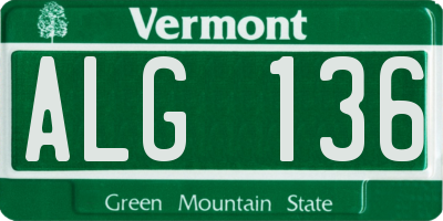 VT license plate ALG136