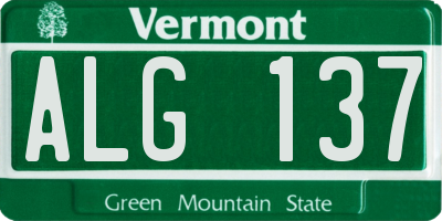 VT license plate ALG137