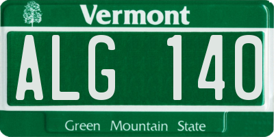 VT license plate ALG140