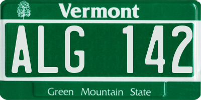 VT license plate ALG142